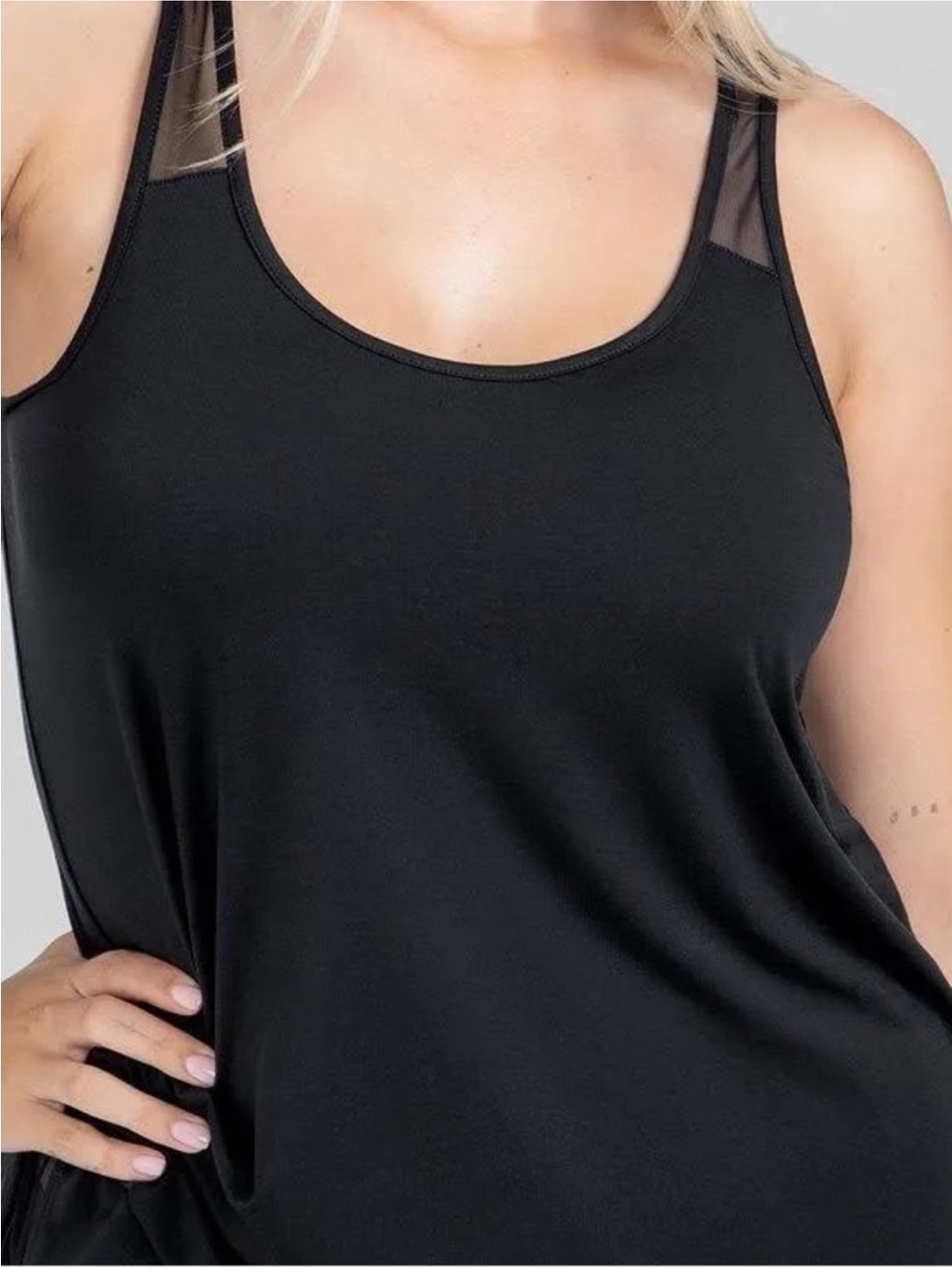 Honeylove Blisswear Black Mesh-Trim Tank Pajama Top - Picture 1 of 5